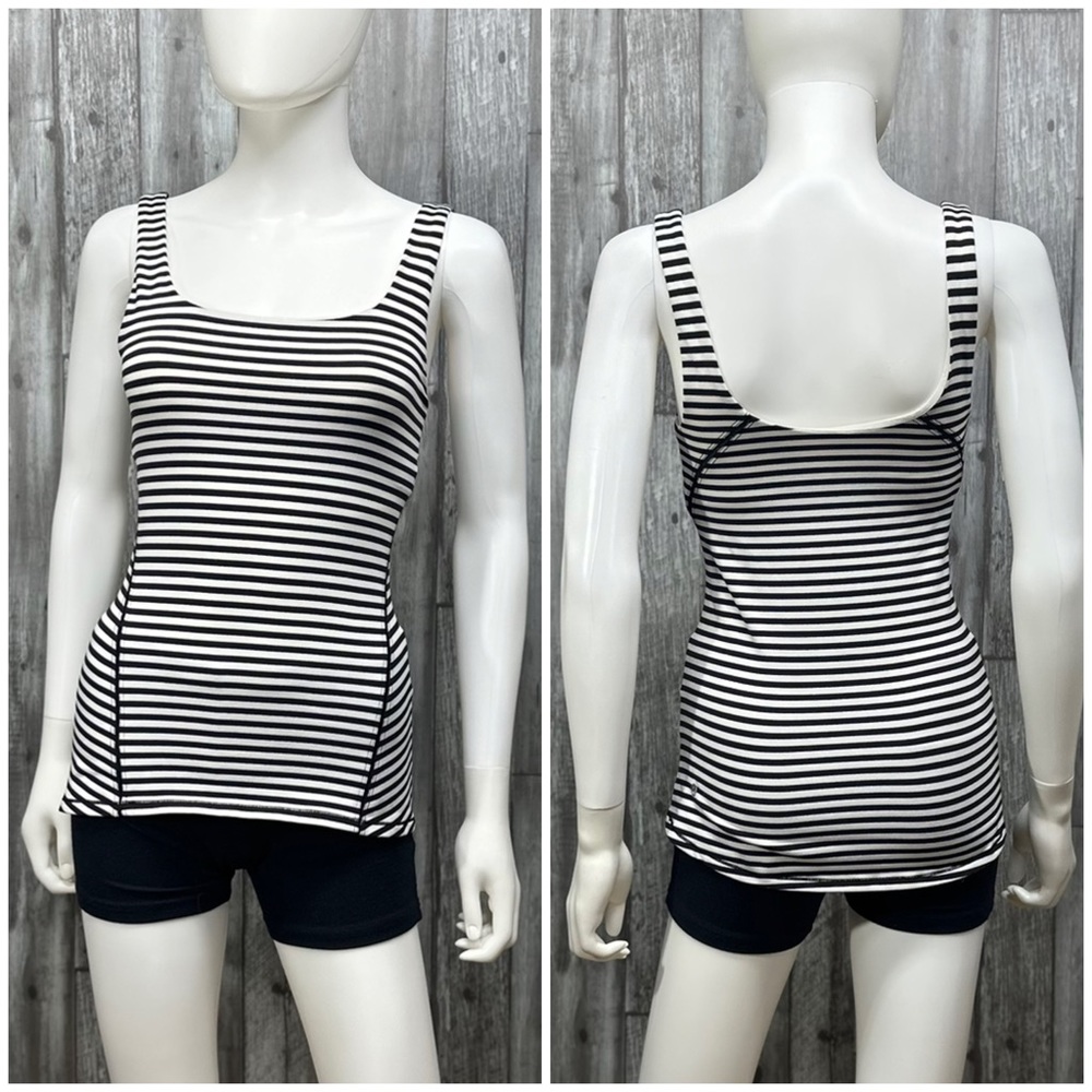 Lululemon Amala Tank in Narrow Bold Stripe Black Angel Wing [554]